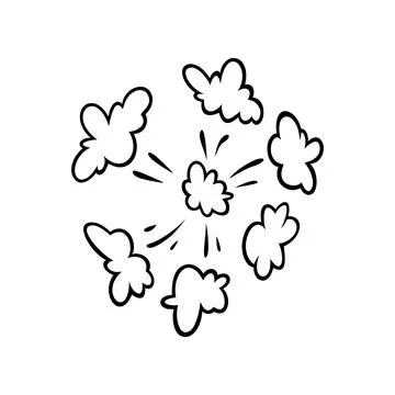 Comic boom effect clouds. Set of explosion bubbles and smoke. Vector Illustrazione stock