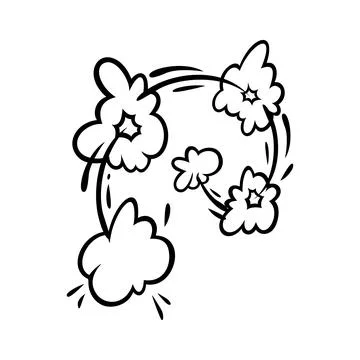 Comic boom effect clouds. Set of explosion bubbles and smoke. Vector Stock Illustration