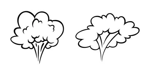 Comic boom effect clouds. Set of explosion bubbles and smoke. Vector Stock Illustration