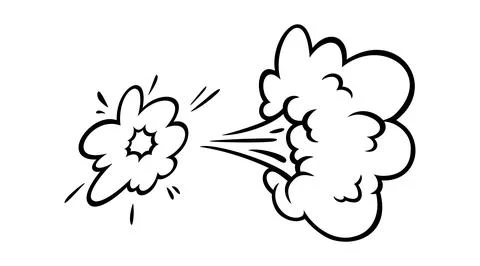 Comic boom effect clouds. Set of explosion bubbles and smoke. Vector Stock Illustration
