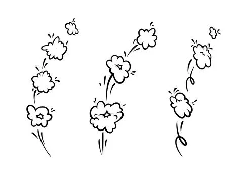 Comic boom effect clouds. Set of explosion bubbles and smoke. Vector Stock Illustration