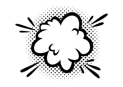 Comic boom effect clouds. Set of explosion bubbles and smoke. Vector Stock Illustration