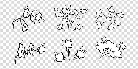 Comic boom effect clouds. Set of explosion bubbles and smoke. Vector イラスト素材