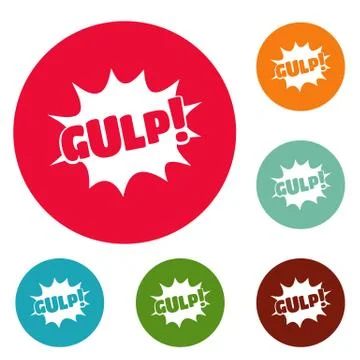Comic boom gulp icons circle set vector Stock Illustration