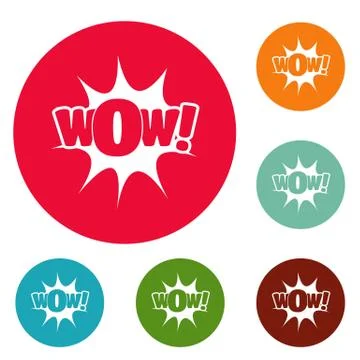 Comic boom icons circle set vector Stock Illustration