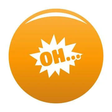 Comic boom oh icon vector orange Stock Illustration