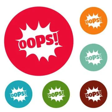 Comic boom oops icons circle set Stock-Illustration