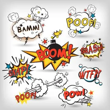 Comic boom set 스톡 일러스트