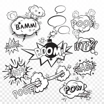 Comic boom set Illustrazione stock