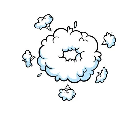 Comic boom smoke effect. Puff and burst cloud for surprising and explosive Stock Illustration