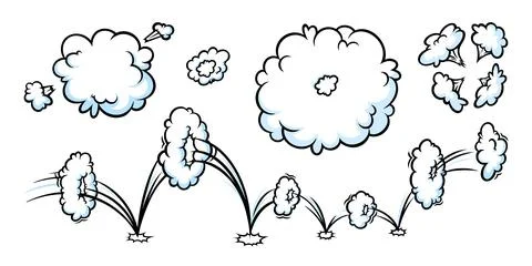 Comic boom smoke effect. Puff and jump clouds for surprising and explosive イラスト素材