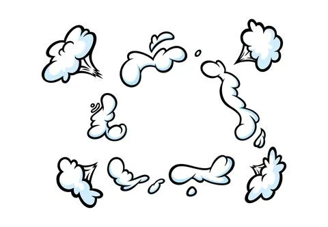 Comic boom smoke effect. Puff and burst clouds for surprising and explosive Stock Illustration