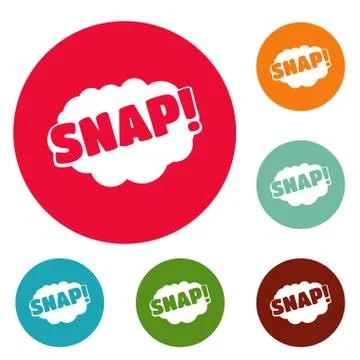 Comic boom snap icons circle set vector Stock Illustration