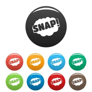 Comic boom snap icons set color vector Stock Illustration