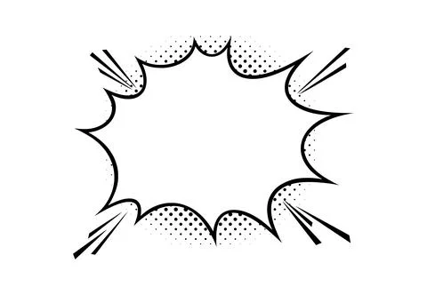 Comic boom speech bubble with halftone. Puff shape for surprising and explosive Illustrazione stock