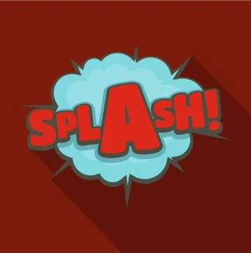 Comic boom splash icon, flat style Stock Illustration