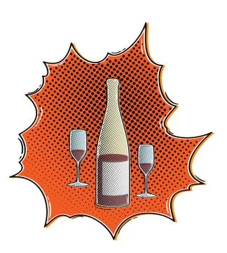 Comic bottle and glasses Stock-Illustration