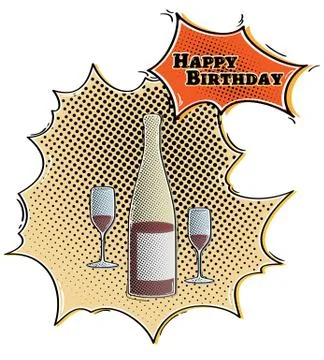 Comic bottle and glasses Stock-Illustration