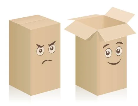 Comic Boxes Faces Closed Open Stock Illustration