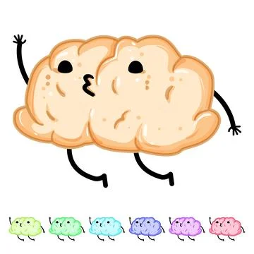 Comic brain character cartoon vector graphic Stock Illustration