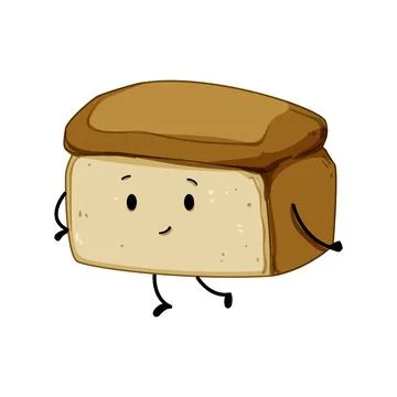 Comic bread character cartoon vector illustration Stock Illustration
