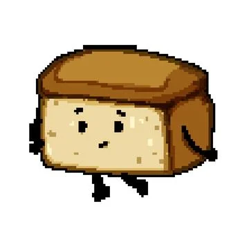 Comic bread character pixel art vector illustration Stock Illustration