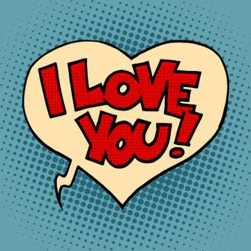 Comic bubble heart I love you Stock Illustration