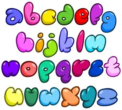 Comic bubble lower case alphabet Illustrazione stock