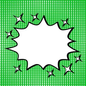 Comic Bubble in Pop Art Style on Green Dot Background. Vector illustration Stock Illustration