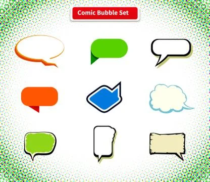Comic Bubble Set Icon Flat Style Design Stock Illustration