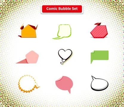 Comic Bubble Set Icon Flat Style Design Stock Illustration