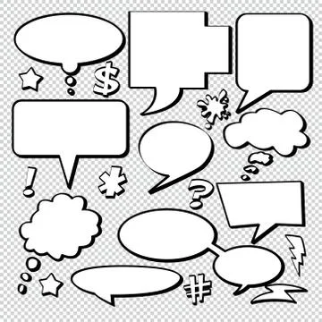 Comic Bubble Speech Balloons Speech Cartoon Speech pop art styleVector 44 Stock Illustration
