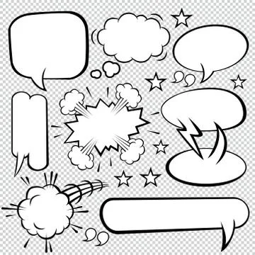 Comic Bubble Speech Balloons Speech Cartoon Speech Vector Retro Stock Illustration