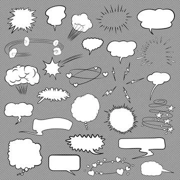 Comic bubbles and elements set イラスト素材