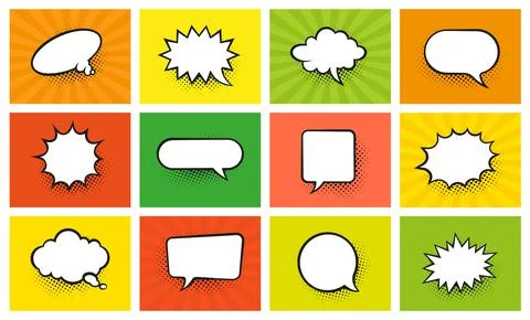 Comic bubbles background. Cartoon dialog cloud. Text splash and with retro Stock Illustration