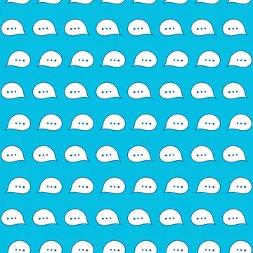 Comic bubbles on blue background. Seamless pattern. Dialogue, communication or Stock Illustration