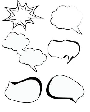 Comic bubbles cartoon text boxes set with cloud blank speech box vector Stock Illustration
