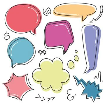 Comic bubbles chat Hand Draw Vector Stock Illustration