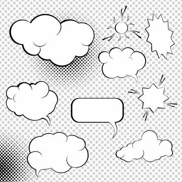 Comic bubbles collection. Speesh Design Elements Set Stock Illustration