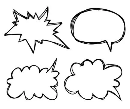 Comic bubbles collection on white background. Sketch. Vector. Stock Illustration