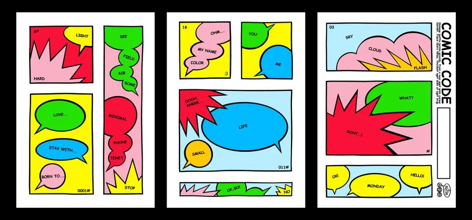 Comic bubbles. Speech shape in poster or sticker. Chat conversation layout. Hand Stock Illustration