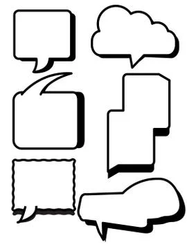 Comic bubbles text boxes set with blank speech box vector illustration Stock Illustration