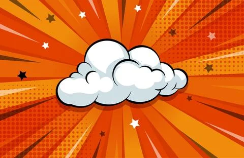 Comic burst red background with halftone and clouds Stock Illustration