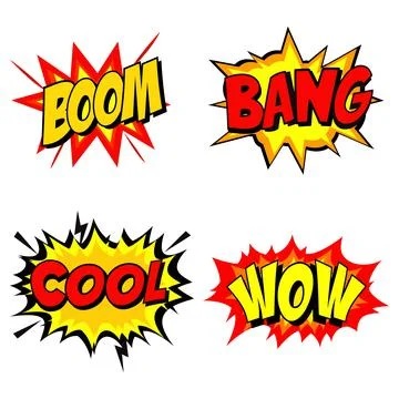 Comic burst vector illustration design with red and yellow color text effect  Stock Illustration