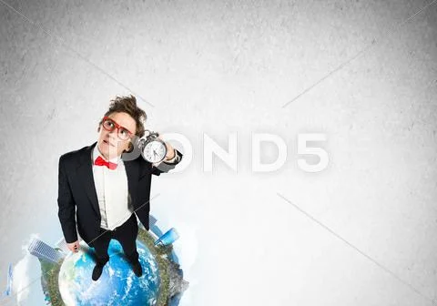 Comic businessman in red glasses Stock Photos