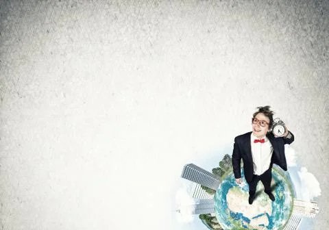 Comic businessman in red glasses Stock Photos