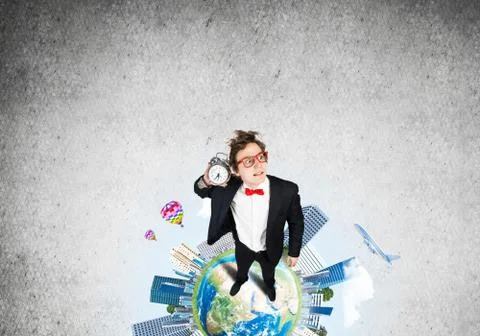 Comic businessman in red glasses Stock Photos