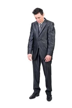 Comic businessman in suit crying in studio Stock Photos