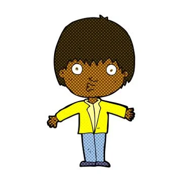 Comic cartoon amazed boy Stock Illustration