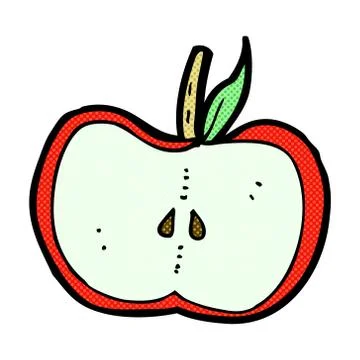 Comic cartoon apple half Stock Illustration